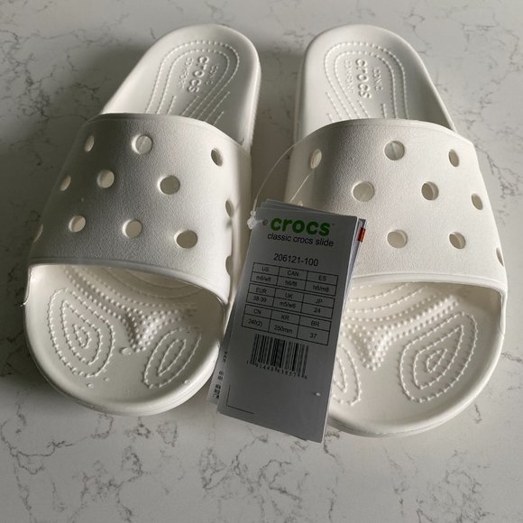 NWT Crocs Classic Slide White Summer Men\'s Sandals Size 6